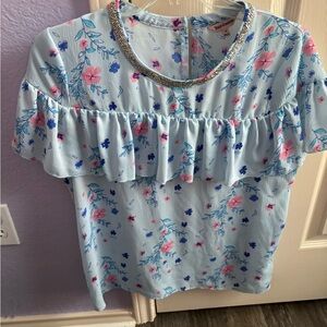 Floral Blue and Pink Women's Top